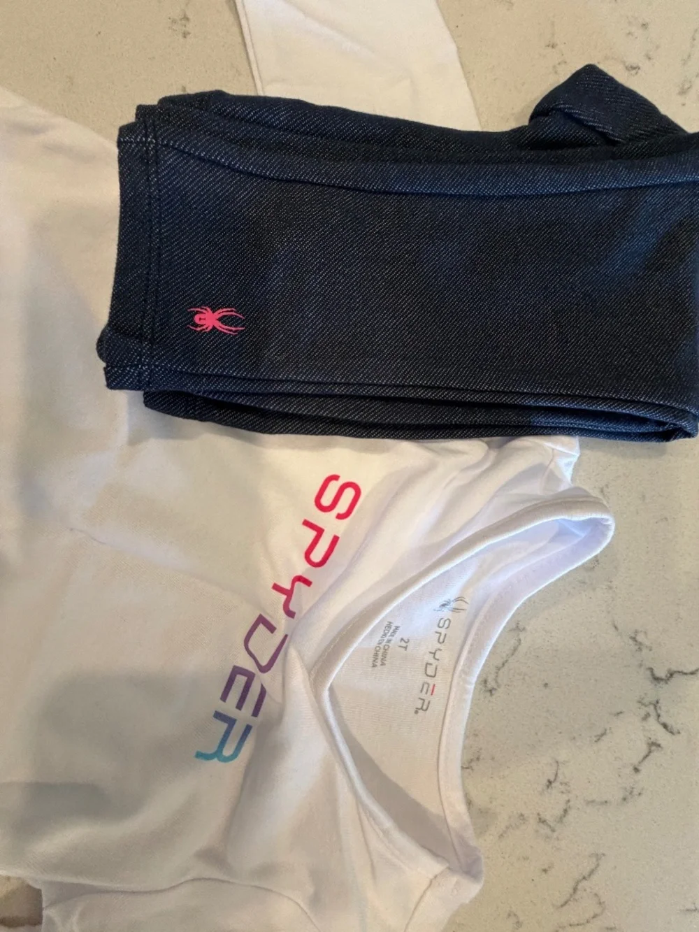 2T Spyder Girls Set - Jean-Leggings, White Logo Tee & Floral Vest